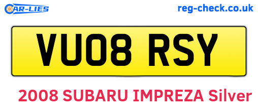 VU08RSY are the vehicle registration plates.