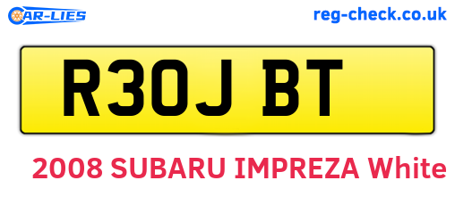 R30JBT are the vehicle registration plates.
