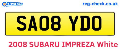 SA08YDO are the vehicle registration plates.