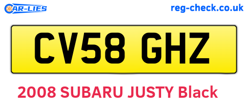 CV58GHZ are the vehicle registration plates.