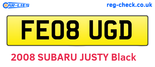 FE08UGD are the vehicle registration plates.
