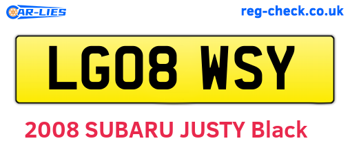 LG08WSY are the vehicle registration plates.