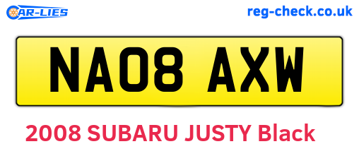 NA08AXW are the vehicle registration plates.