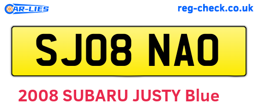 SJ08NAO are the vehicle registration plates.