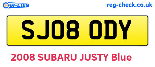 SJ08ODY are the vehicle registration plates.
