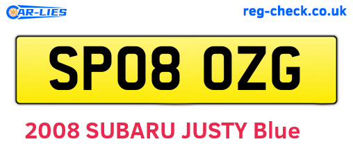 SP08OZG are the vehicle registration plates.