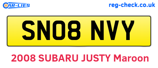 SN08NVY are the vehicle registration plates.