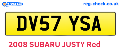 DV57YSA are the vehicle registration plates.