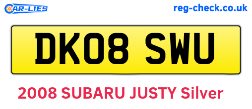 DK08SWU are the vehicle registration plates.