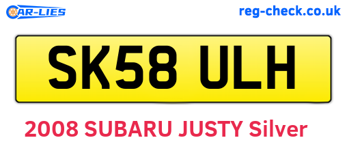 SK58ULH are the vehicle registration plates.