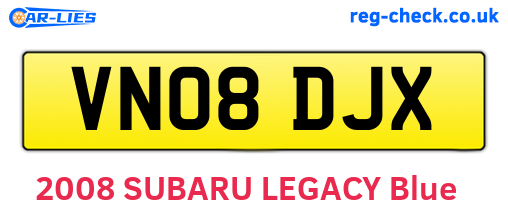 VN08DJX are the vehicle registration plates.