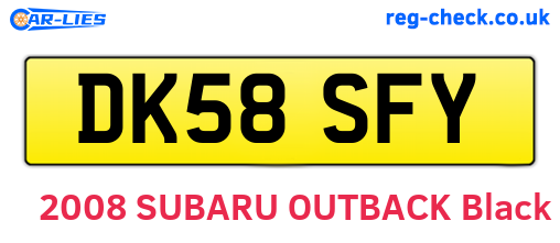 DK58SFY are the vehicle registration plates.