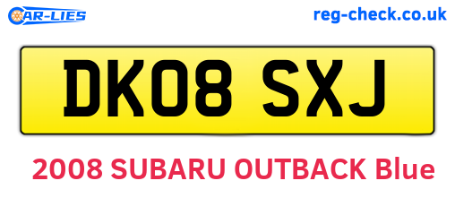 DK08SXJ are the vehicle registration plates.