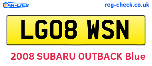 LG08WSN are the vehicle registration plates.