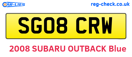 SG08CRW are the vehicle registration plates.