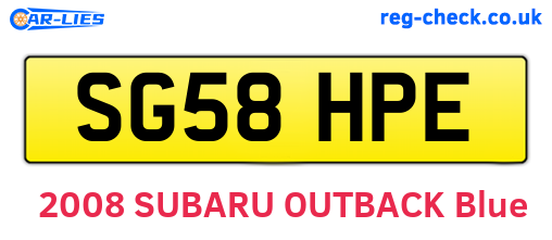 SG58HPE are the vehicle registration plates.
