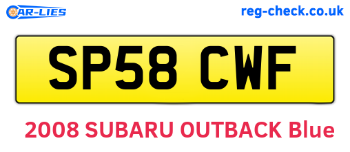 SP58CWF are the vehicle registration plates.