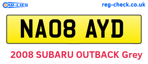 NA08AYD are the vehicle registration plates.
