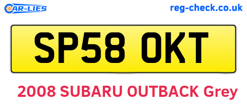 SP58OKT are the vehicle registration plates.