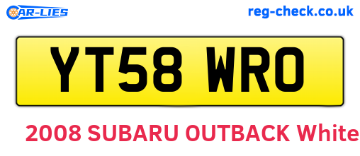 YT58WRO are the vehicle registration plates.