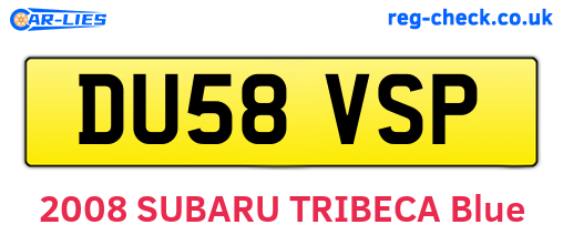 DU58VSP are the vehicle registration plates.