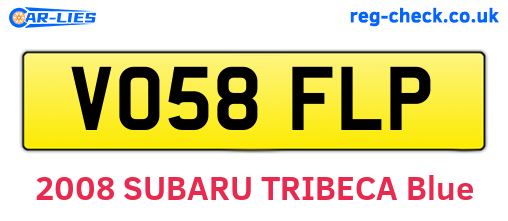 VO58FLP are the vehicle registration plates.