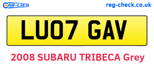 LU07GAV are the vehicle registration plates.