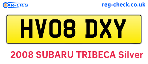 HV08DXY are the vehicle registration plates.