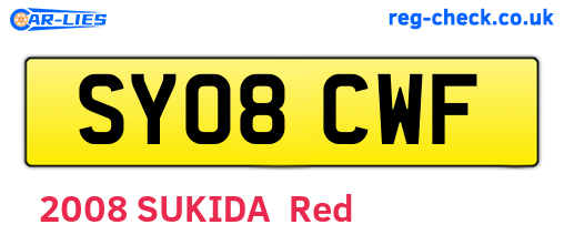 SY08CWF are the vehicle registration plates.