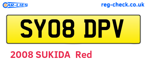SY08DPV are the vehicle registration plates.