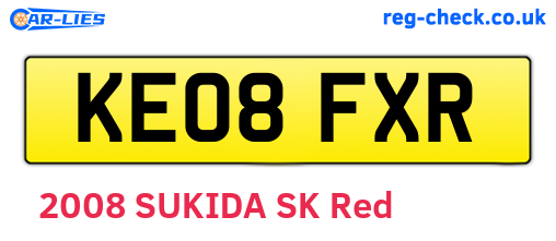 KE08FXR are the vehicle registration plates.