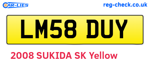 LM58DUY are the vehicle registration plates.