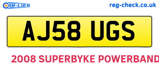AJ58UGS are the vehicle registration plates.