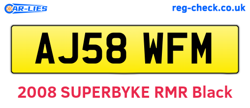 AJ58WFM are the vehicle registration plates.
