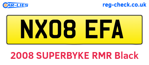 NX08EFA are the vehicle registration plates.