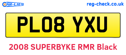 PL08YXU are the vehicle registration plates.