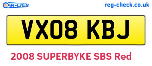 VX08KBJ are the vehicle registration plates.