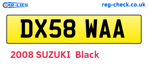 DX58WAA are the vehicle registration plates.