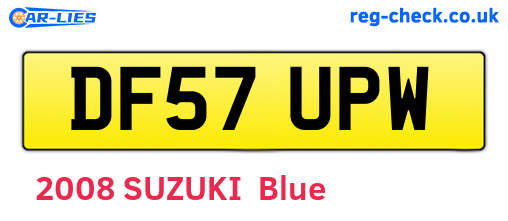 DF57UPW are the vehicle registration plates.