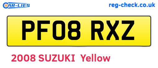 PF08RXZ are the vehicle registration plates.
