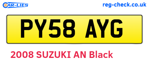 PY58AYG are the vehicle registration plates.