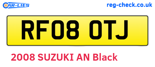 RF08OTJ are the vehicle registration plates.
