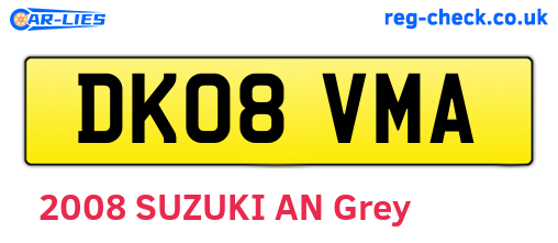 DK08VMA are the vehicle registration plates.