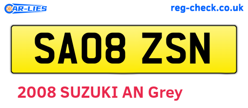 SA08ZSN are the vehicle registration plates.