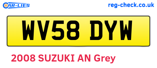 WV58DYW are the vehicle registration plates.