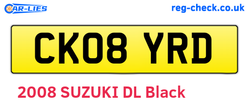 CK08YRD are the vehicle registration plates.