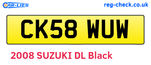 CK58WUW are the vehicle registration plates.