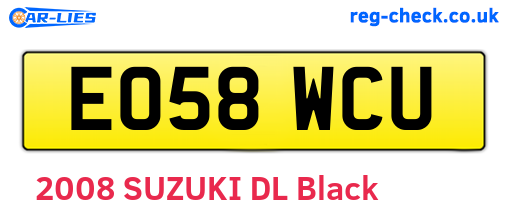 EO58WCU are the vehicle registration plates.