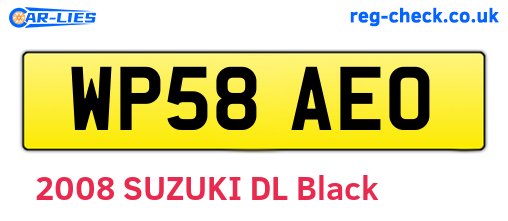 WP58AEO are the vehicle registration plates.