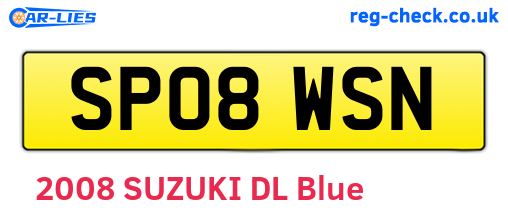 SP08WSN are the vehicle registration plates.